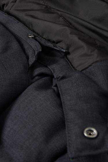 Hommes - Parka avec capuche et garniture en imitation fourrure - hiver - bleu foncé