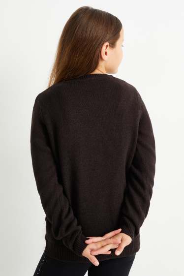 Enfants filles - Renne - pull de Noël - noir