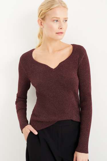 Damen - Pullover - bordeaux