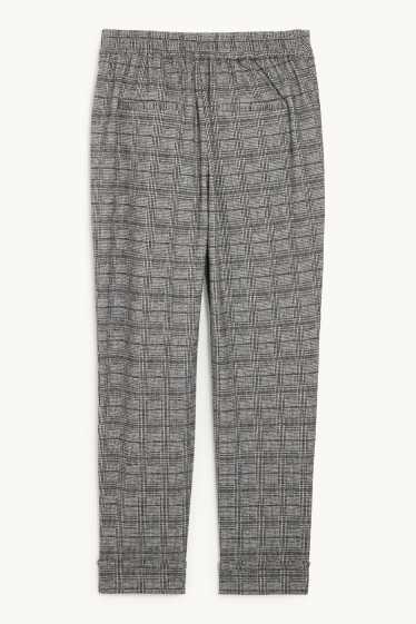 Dona - Pantalons de tela - high waist - tapered fit - de quadres - gris