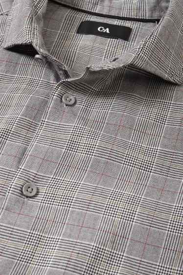 Hommes - Chemise - slim fit - col cutaway - à carreaux - gris