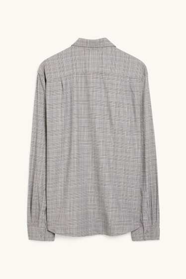 Hommes - Chemise - slim fit - col cutaway - à carreaux - gris