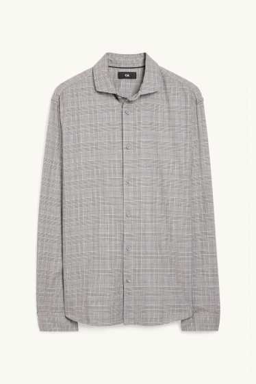 Hommes - Chemise - slim fit - col cutaway - à carreaux - gris