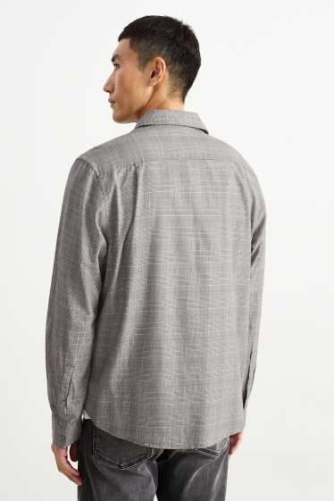 Hommes - Chemise - slim fit - col cutaway - à carreaux - gris