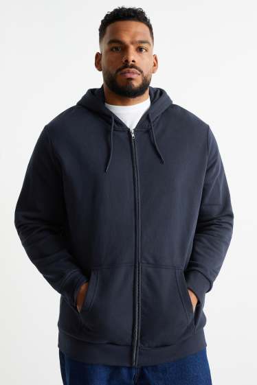 Hommes - Sweat zippé à capuche - bleu foncé