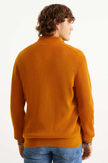Men - Jumper and shirt - regular fit - button-down collar - havanna