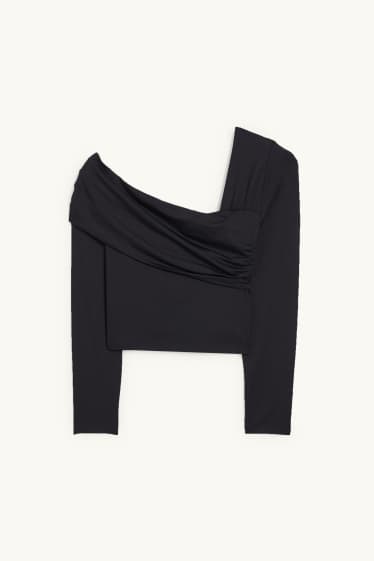 Femmes - Haut court à manches longues - noir