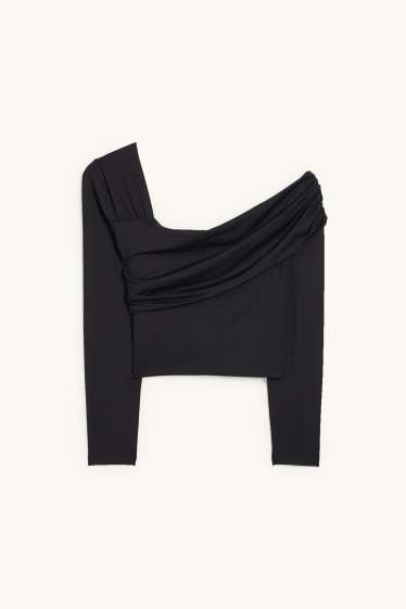 Femmes - Haut court à manches longues - noir