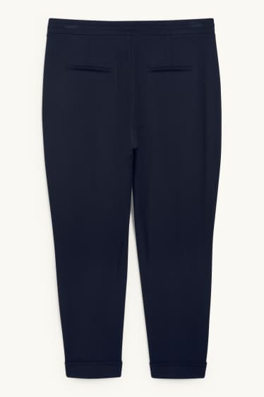 Women - Cloth trousers - mid-rise waist - tapered fit - dark blue