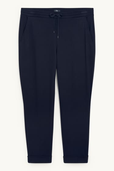 Women - Cloth trousers - mid-rise waist - tapered fit - dark blue