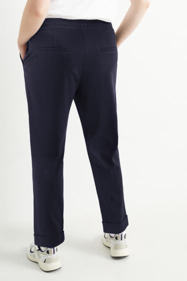 Women - Cloth trousers - mid-rise waist - tapered fit - dark blue