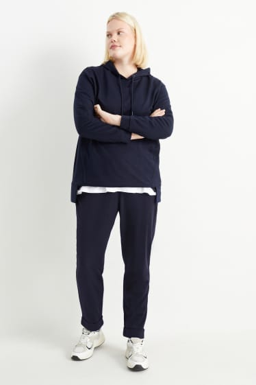 Women - Cloth trousers - mid-rise waist - tapered fit - dark blue