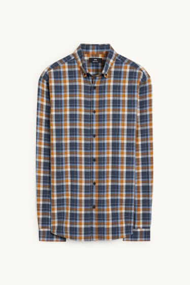 Men - Jumper and shirt - regular fit - button-down collar - havanna