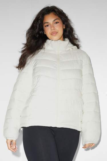 Women - Quilted jacket with hood - cremewhite