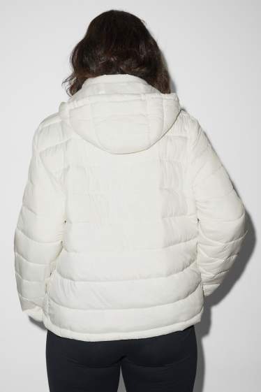 Women - Quilted jacket with hood - cremewhite
