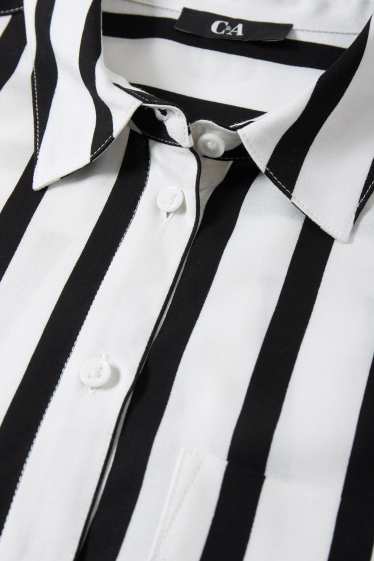 Mujer - Blusa - de rayas - negro / blanco