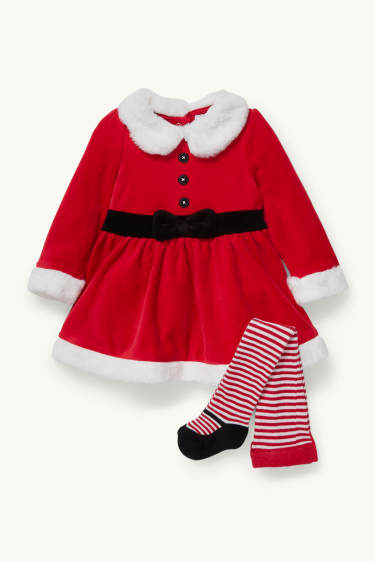 Baby Mädchen - Baby-Weihnachts-Outfit - 2 teilig - dunkelrot