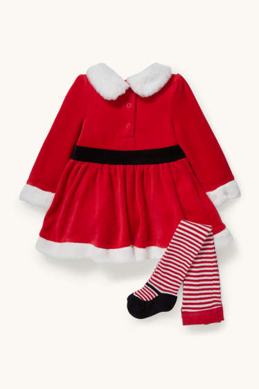 Baby Mädchen - Baby-Weihnachts-Outfit - 2 teilig - dunkelrot