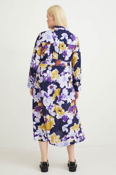 Women - Shirt dress - floral - dark blue