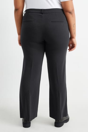 Femmes - Pantalon de toile - mid waist - straight fit - noir