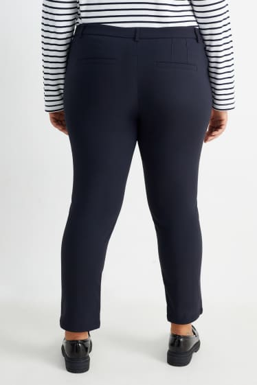 Femmes - Pantalon en toile - mid waist - straight fit - bleu foncé