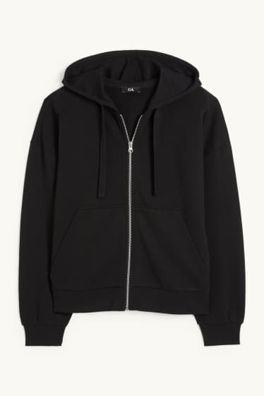 Damen - Basic-Sweatjacke mit Kapuze - schwarz