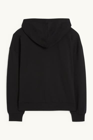 Damen - Basic-Sweatjacke mit Kapuze - schwarz