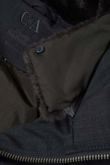 Hommes - Parka avec capuche et garniture en imitation fourrure - hiver - bleu foncé