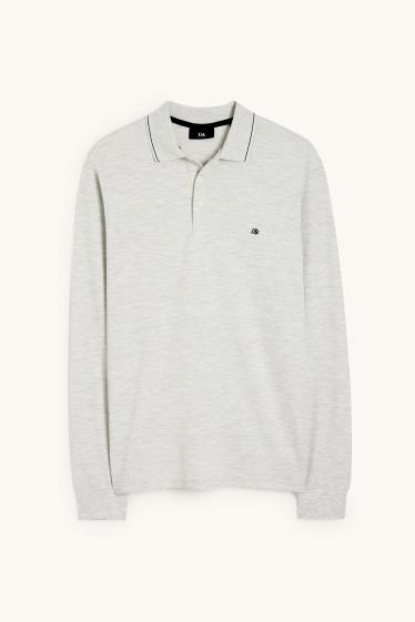 Men - Polo shirt - light gray-melange