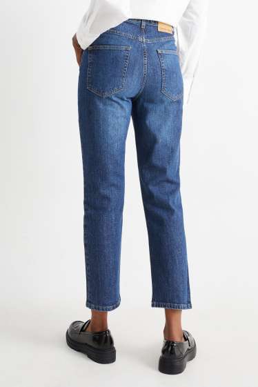 Damen - Crop Straight Jeans - High Waist - jeansblau