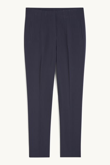 Women - Cloth trousers - high waist - tapered fit - dark blue