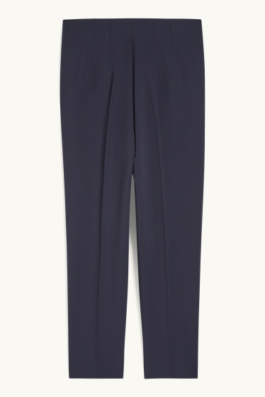 Women - Cloth trousers - high waist - tapered fit - dark blue