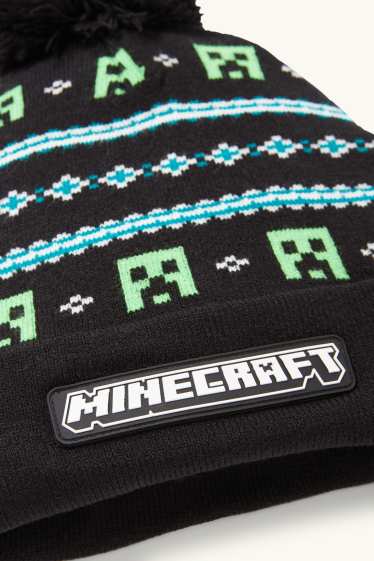Enfants garçons - Minecraft - bonnet en maille - noir