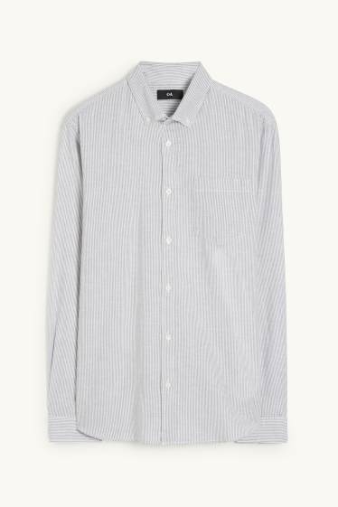 Herren - Oxford Hemd - Regular Fit - Button-down - gestreift - grau