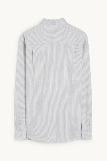 Herren - Oxford Hemd - Regular Fit - Button-down - gestreift - grau