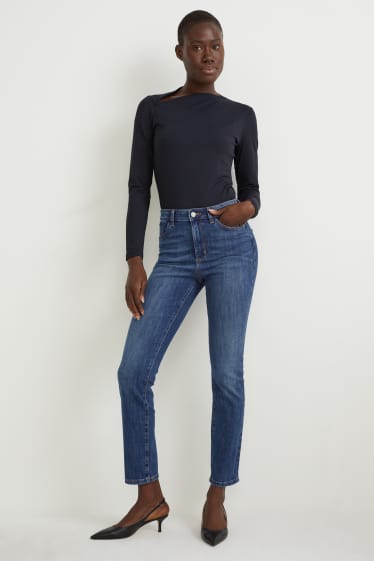 Damen - Slim Jeans - High Waist - jeansblau