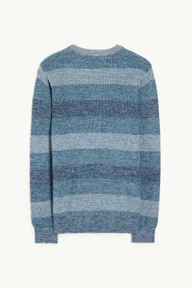 Herren - Pullover - gestreift - dunkelblau
