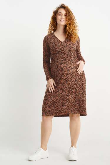 Femmes - Robe d’allaitement - à motif - marron