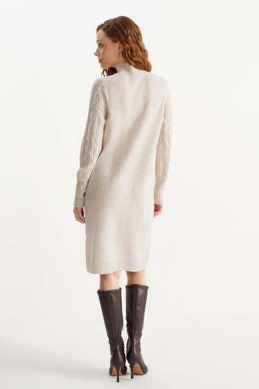 Femmes - Robe en cachemire - beige chiné