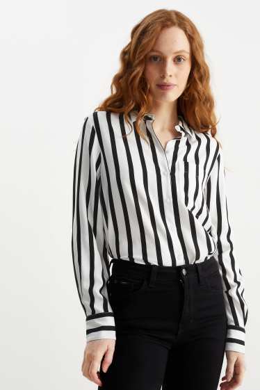 Mujer - Blusa - de rayas - negro / blanco