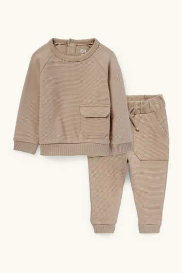 Baby: jongens - Babyoutfit - 2-delig - taupe