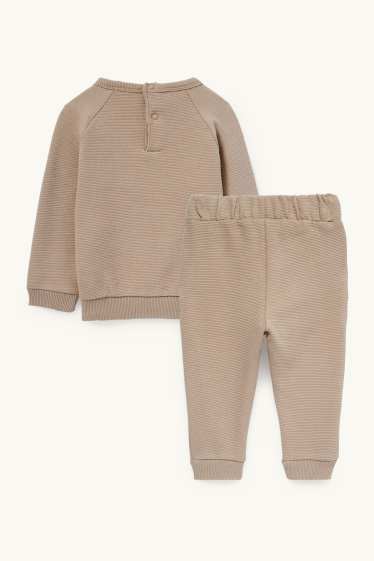 Baby: jongens - Babyoutfit - 2-delig - taupe