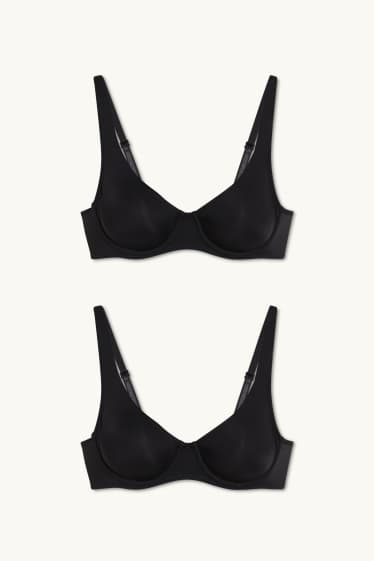 Dames - Set van 2 - BH met beugels - LYCRA® - zwart