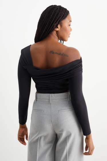 Femmes - Haut court à manches longues - noir