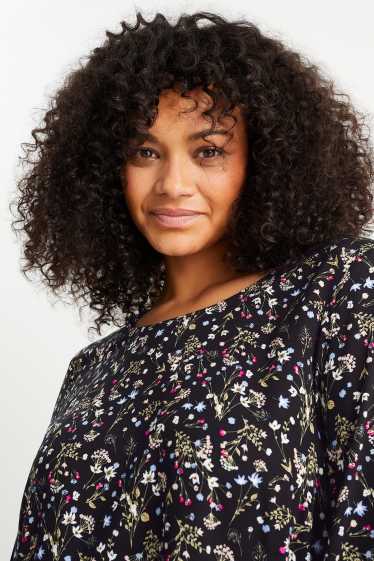 Dames - Blouse - gebloemd - zwart