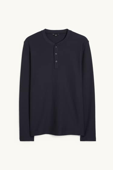 Hombre - Camiseta de manga larga - azul oscuro