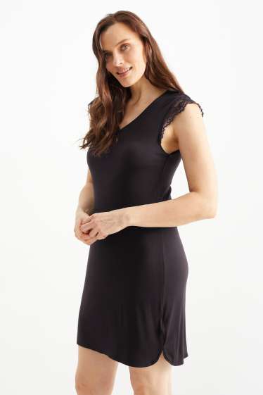 Donna - Camicia da notte in viscosa - nero