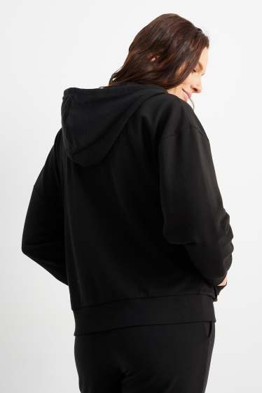 Damen - Basic-Sweatjacke mit Kapuze - schwarz