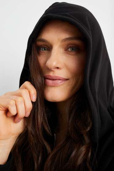 Damen - Basic-Sweatjacke mit Kapuze - schwarz