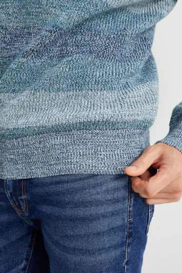 Herren - Pullover - gestreift - dunkelblau